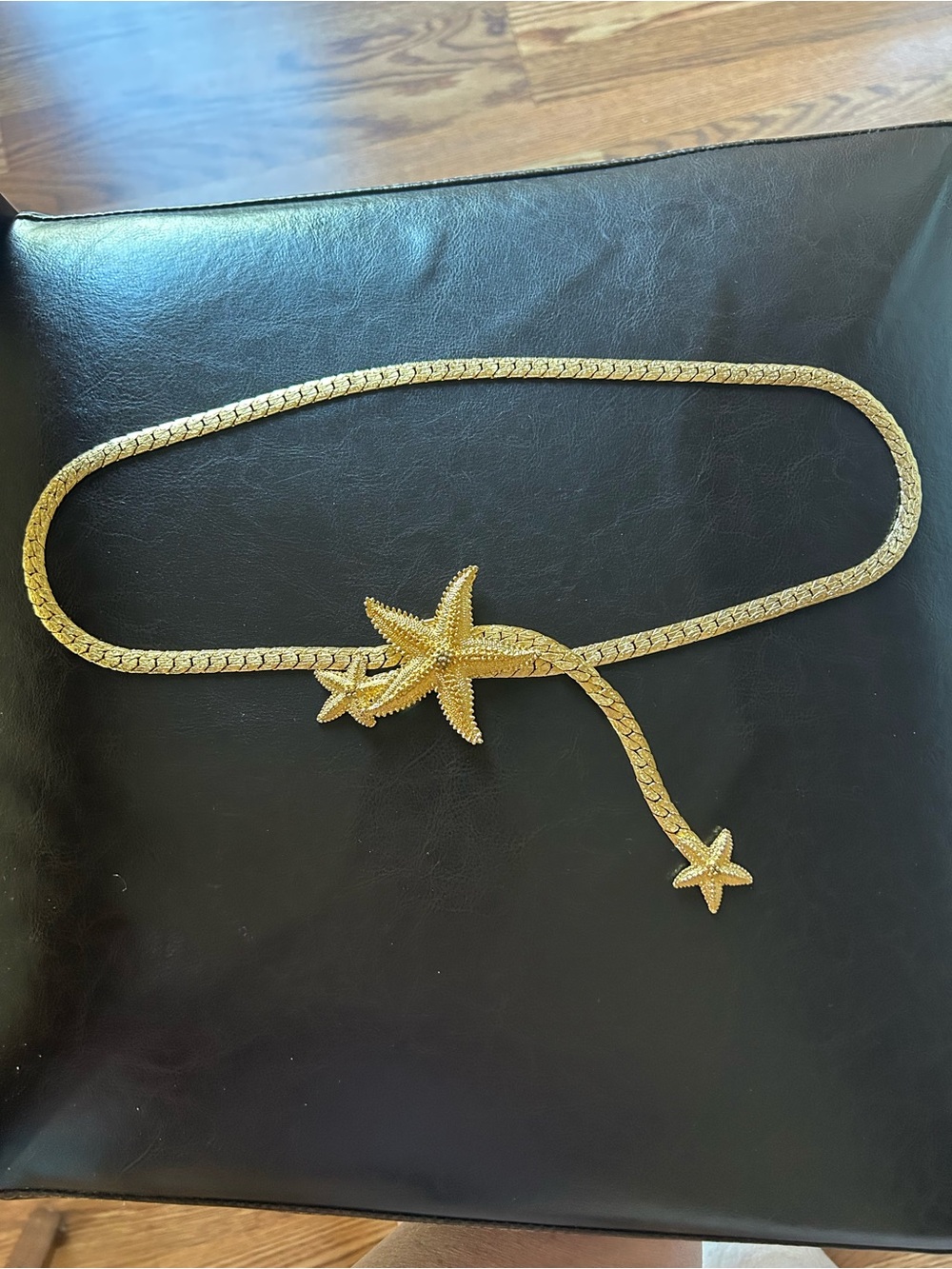 Vintage Gold Tone Starfish Herringbone Chain Belt